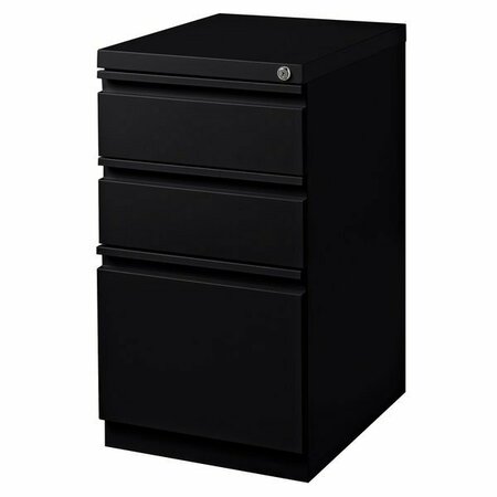 HIRSH INDUSTRIES 18575 Black Mobile Pedestal Letter File Cabinet with 2 Box Drawers & 1 File Drawer 42018575
